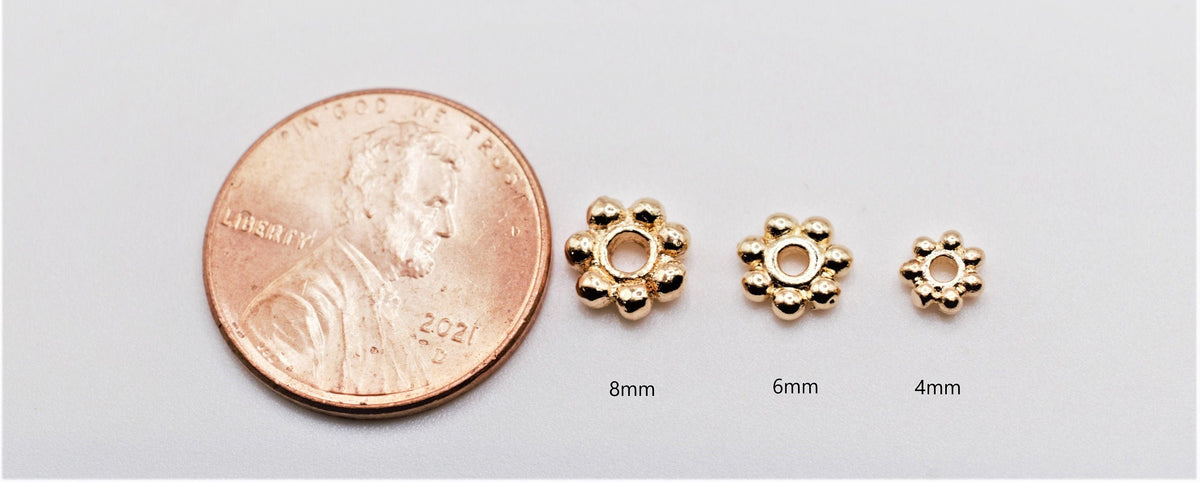 Daisy Flower Gold Filled Look, EP Spacer Flower Roundel 5mm,6mm,7mm,8mm,10mm jewelry making supplies - detail image 4