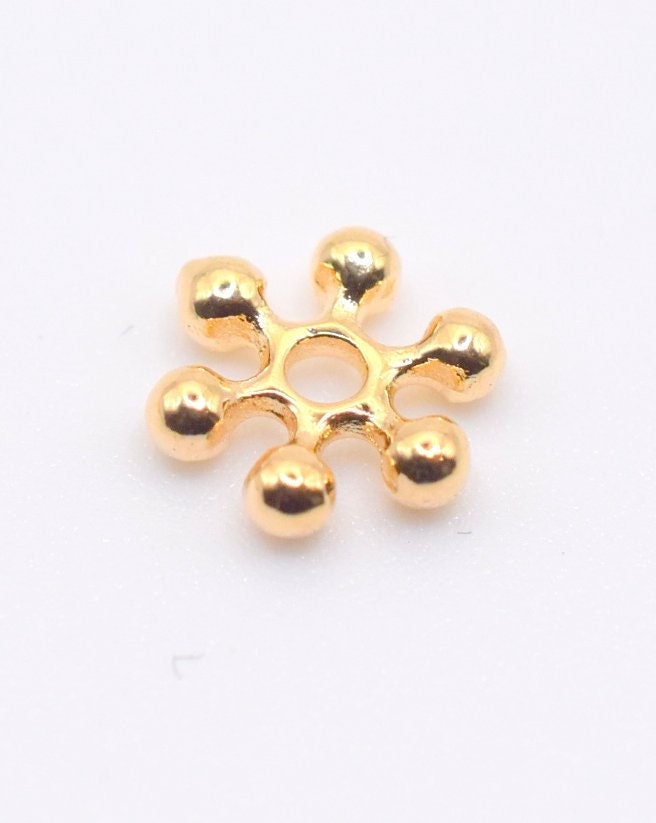 Daisy Flower Gold Filled Look, EP Spacer Flower Roundel 5mm,6mm,7mm,8mm,10mm jewelry making supplies - detail image 6