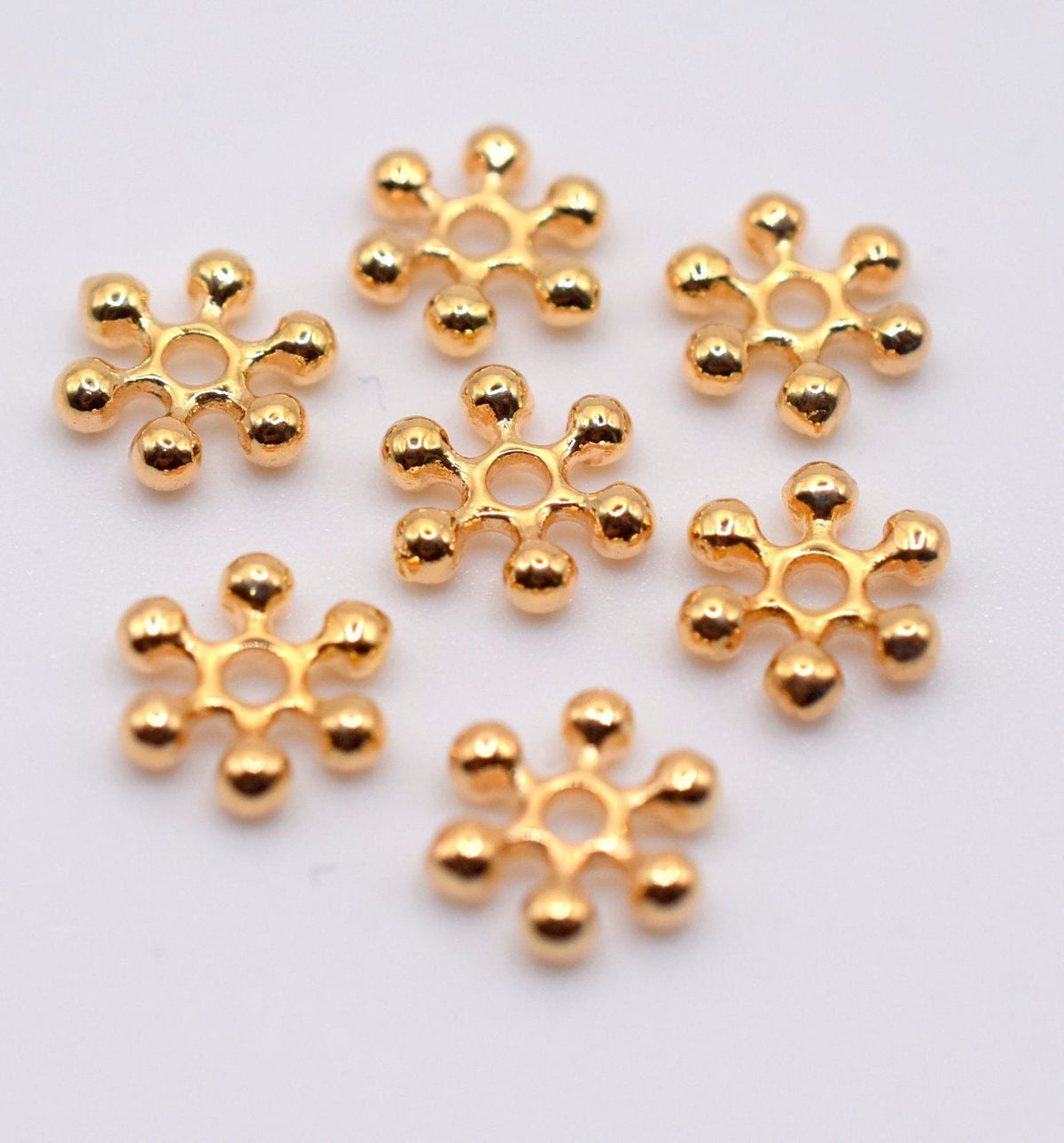 Daisy Flower Gold Filled Look, EP Spacer Flower Roundel 5mm,6mm,7mm,8mm,10mm jewelry making supplies - detail image 7