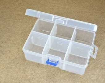Container Box Case Organizer: Clear Plastic, 6-24 Compartments for Beads, Charms | Compact Jewelry Storage, Portable Craft Holder
