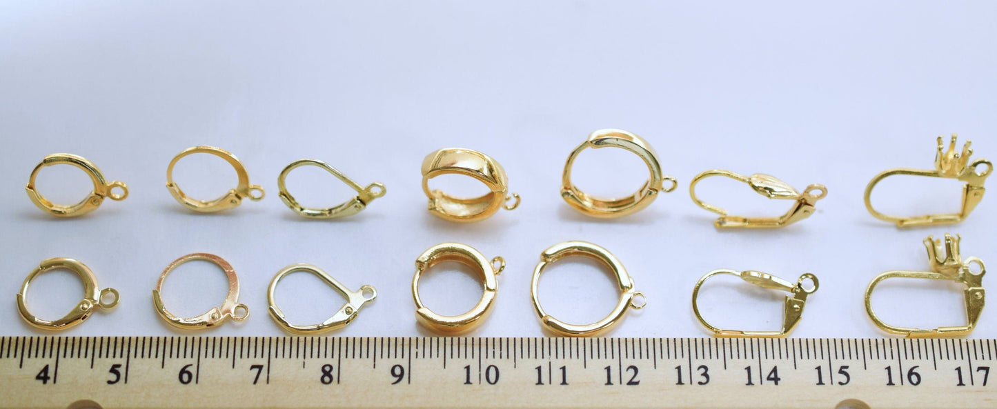 Lever Back Earring Hooks Jewelry Findings, Warm Gold Tone (Multiple Sizes, Secure Closure, Comfortable Wear)