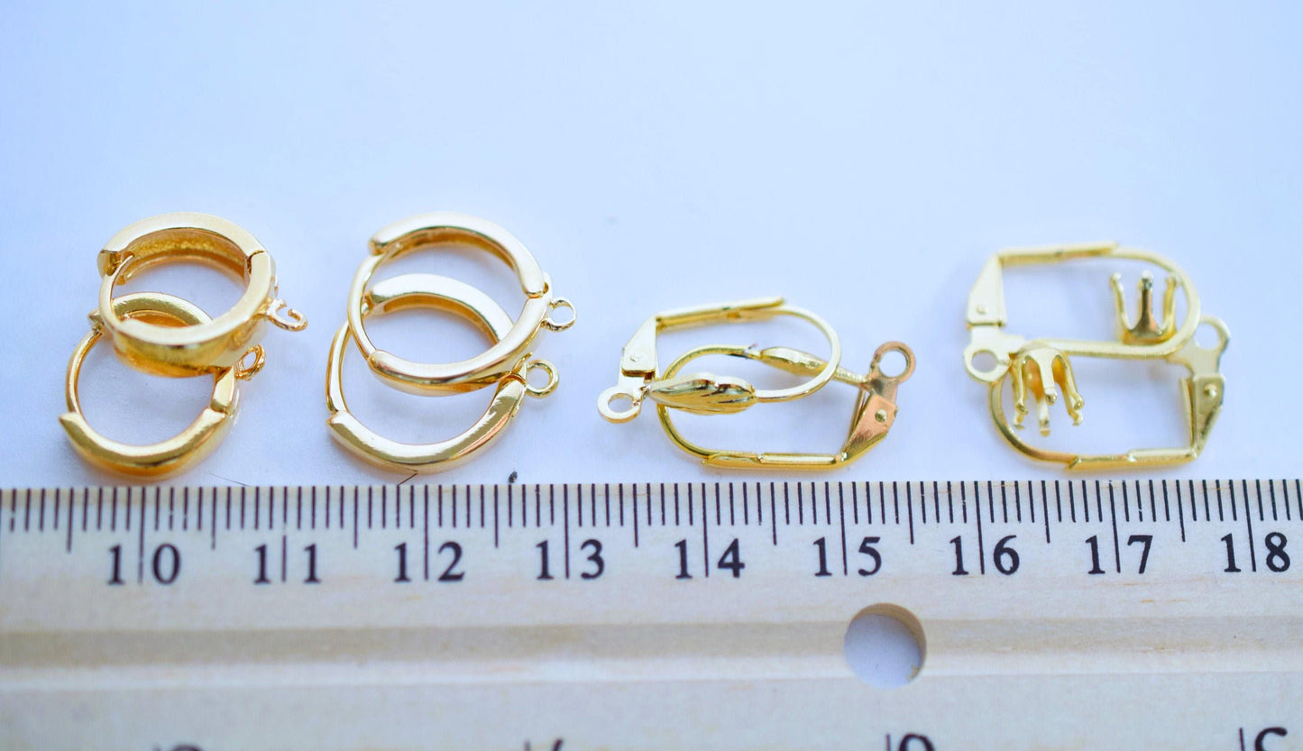 Lever Back Earring Hooks Jewelry Findings, Warm Gold Tone (Multiple Sizes, Secure Closure, Comfortable Wear)