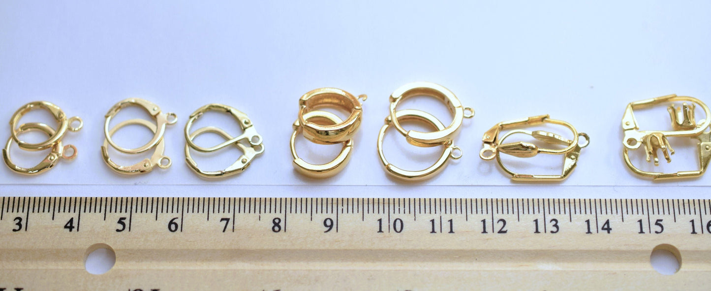 Lever Back Earring Hooks Jewelry Findings, Warm Gold Tone (Multiple Sizes, Secure Closure, Comfortable Wear)