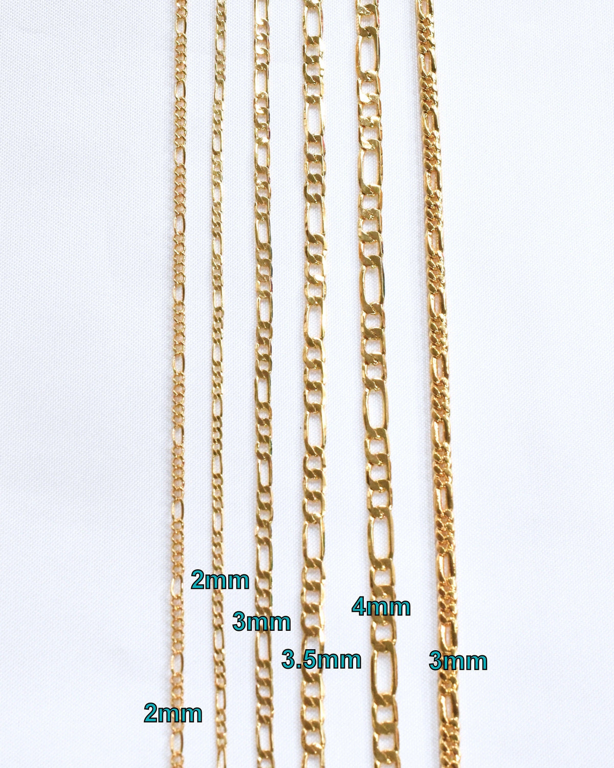 Figaro Cuban Link Chain: Elegant Gold Filled Alternative - 2mm to 4mm Width, Tarnish Resistant, Metal for Jewelry Making