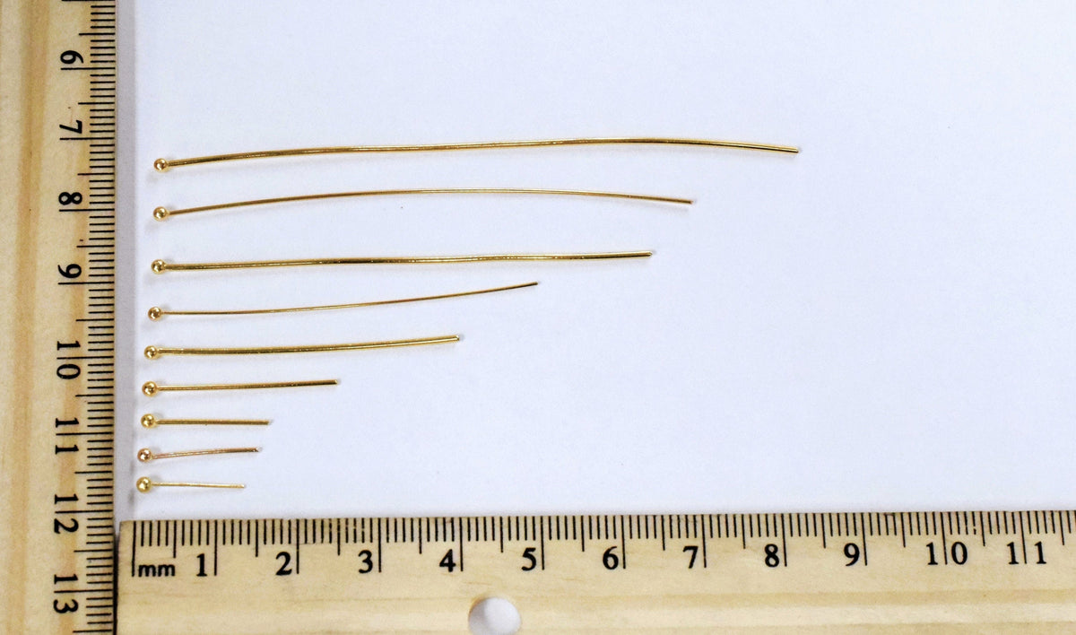 Round Head Pin Gold Filled Alternative - Jewelry Making Pins - Electroplated , Tarnish-Resistant Finish, Multiple Lengths