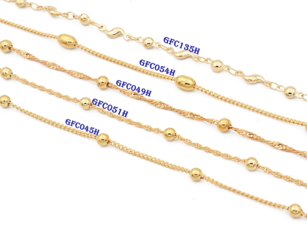 Gold Filled Look, Oval Link Cable Cuban Twisted Bar Chain  Personalize for Jewelry  Sold by Foot jewelry making supplies -...