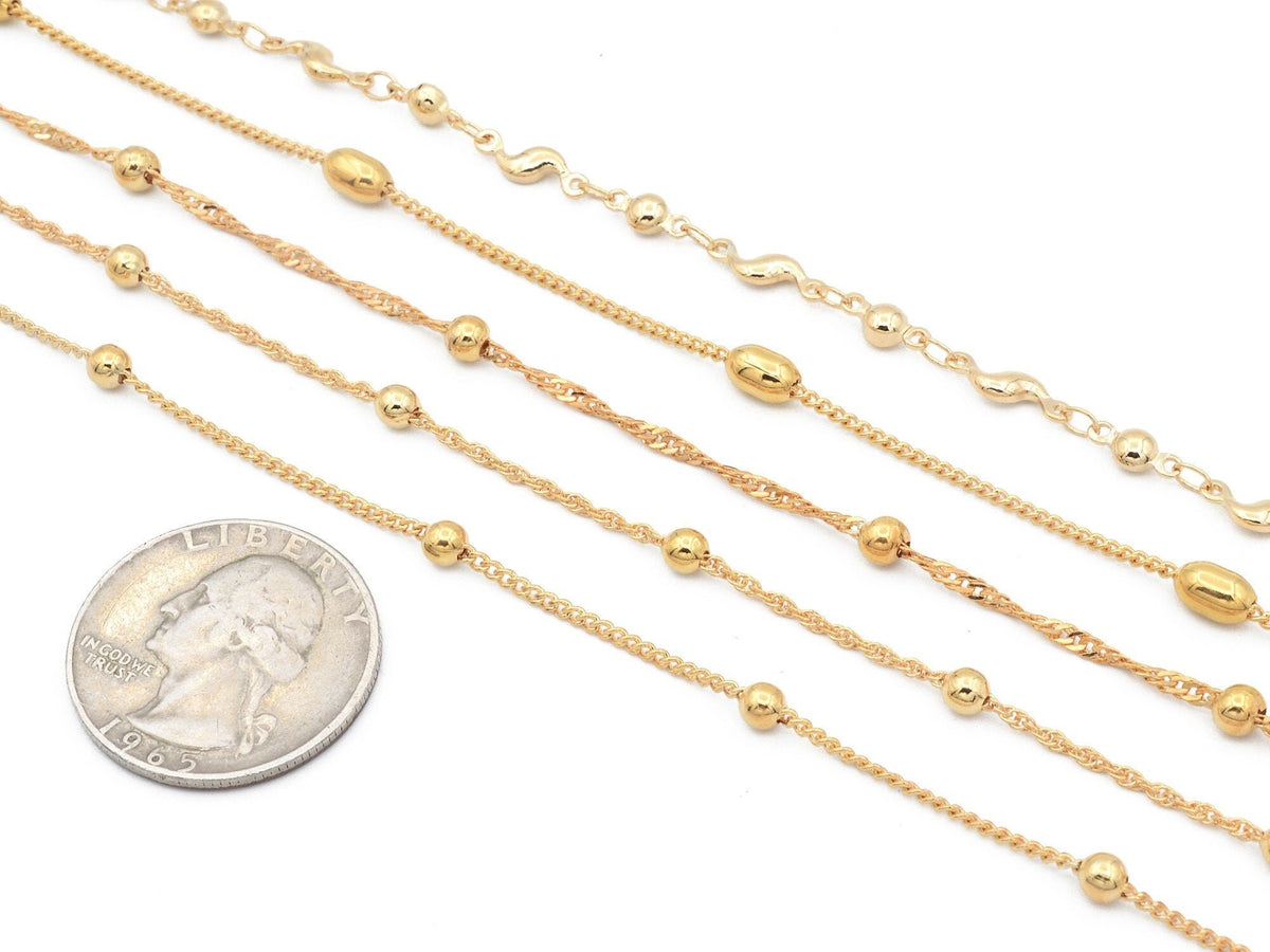 Gold Filled Look, Oval Link Cable Cuban Twisted Bar Chain  Personalize for Jewelry  Sold by Foot jewelry making supplies -...