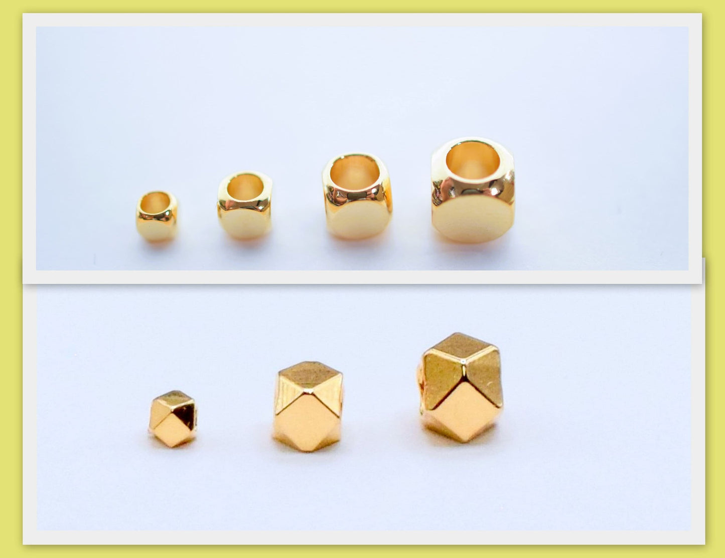 Gold filled Look,EP Cube Box Faceted Square/Hexagon beads size 2mm,3mm,4mm,5mm,6mm spacer findings for jewelry and Wholesa...
