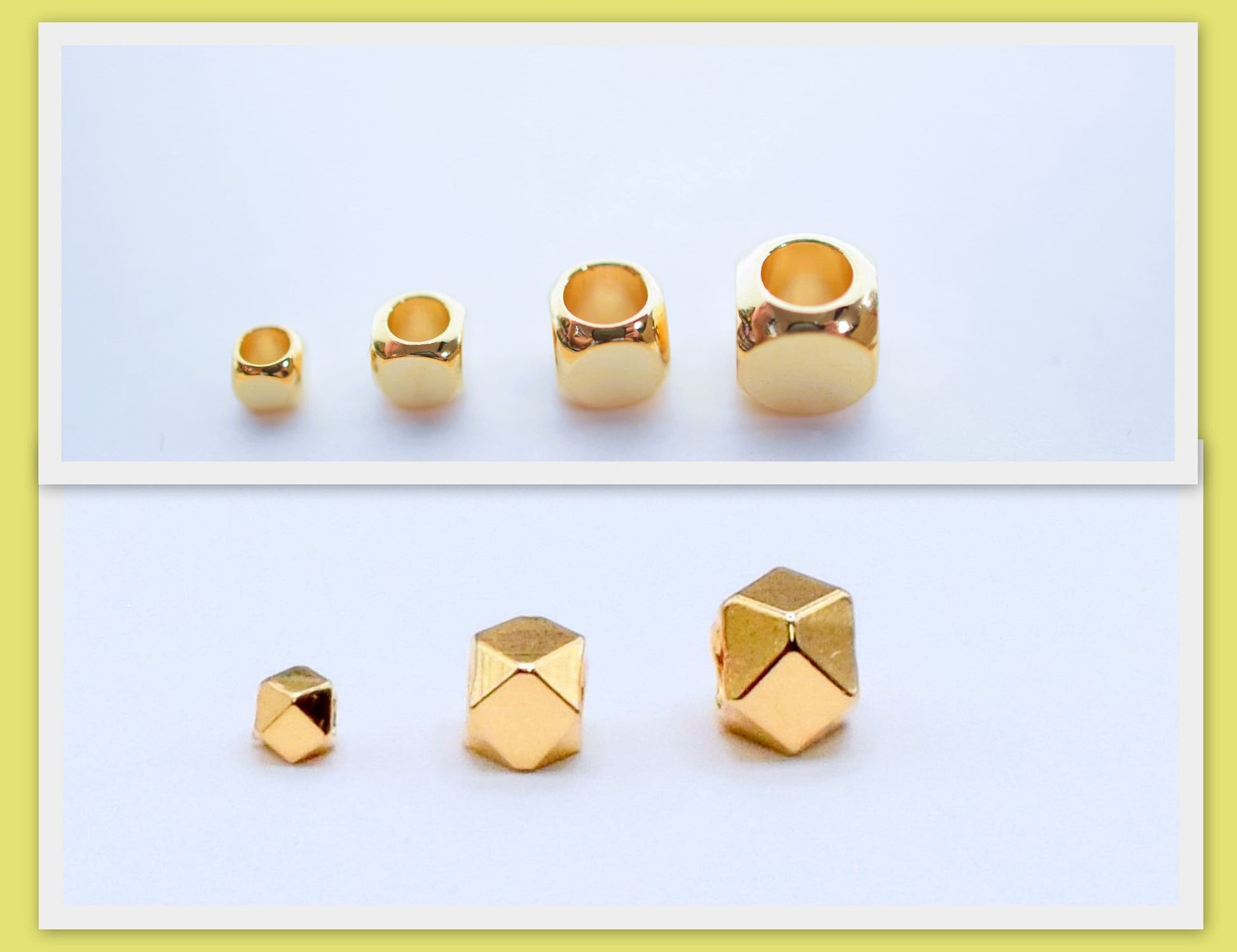 Gold filled Look,EP Cube Box Faceted Square/Hexagon beads size 2mm,3mm,4mm,5mm,6mm spacer findings for jewelry and Wholesa...