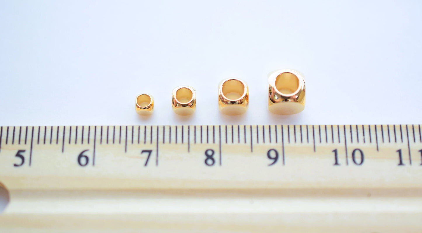 Gold filled Look,EP Cube Box Faceted Square/Hexagon beads size 2mm,3mm,4mm,5mm,6mm spacer findings for jewelry and Wholesa...