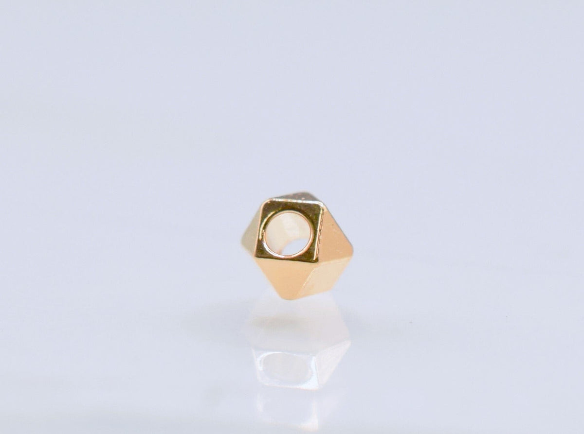 Cube Hexagon Beads - Faceted Spacer Beads Gold Filled Alternative - Tarnish-Resistant Finish, 2mm to 6mm, Jewelry Making