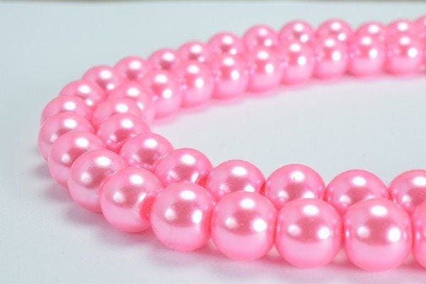 Pink Glass Pearl Round Beads Size 10mm Shine Round Ball Beads for Jewelry Making Item#789222045463 jewelry making supplies...