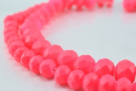 2 Strands Matte Glass Beads Donut Rondelle Faceted Jewelry Decoration Chandelier 4x6mm and 6x8mm. 2 Sizes Group 60 PCs ea...