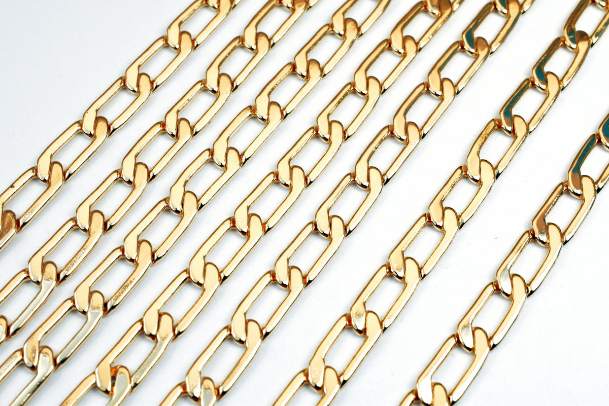 Electroplated Gold Chain Jewelry Supply, Pinky 6mm Width (1.1mm Thick, Tarnish Resistant, Sold by Foot)