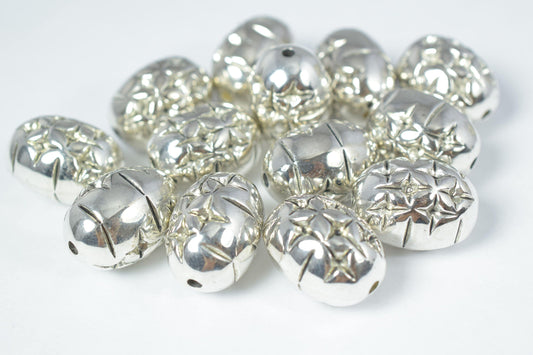 16x22mm Oval  Silver Plastic Resin Textured, 2mm hole size Beads/Plastic Beading Tools/Resin/Beads/Macrame Beads/Oval Bead...