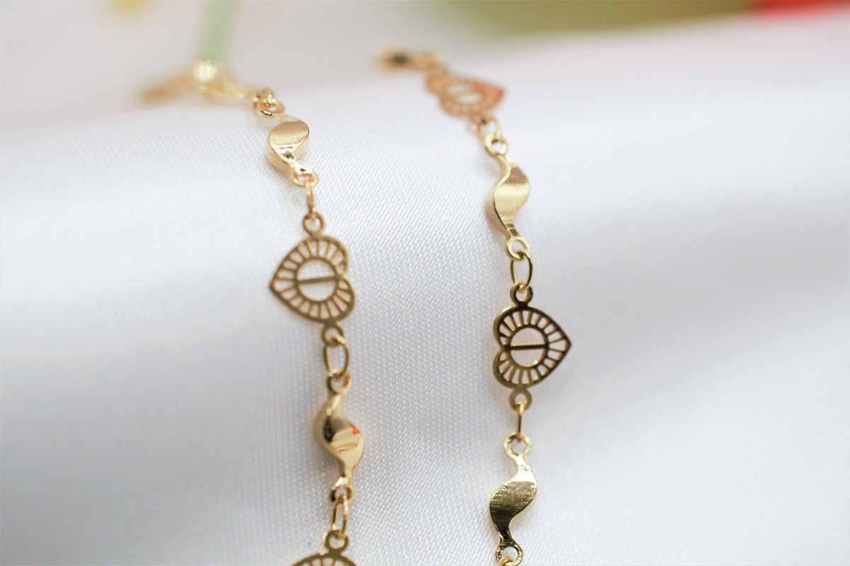 18 Inch 18K Gold Filled Alternative Chain: Heart Link Style - Durable , Jewelry Making Supply