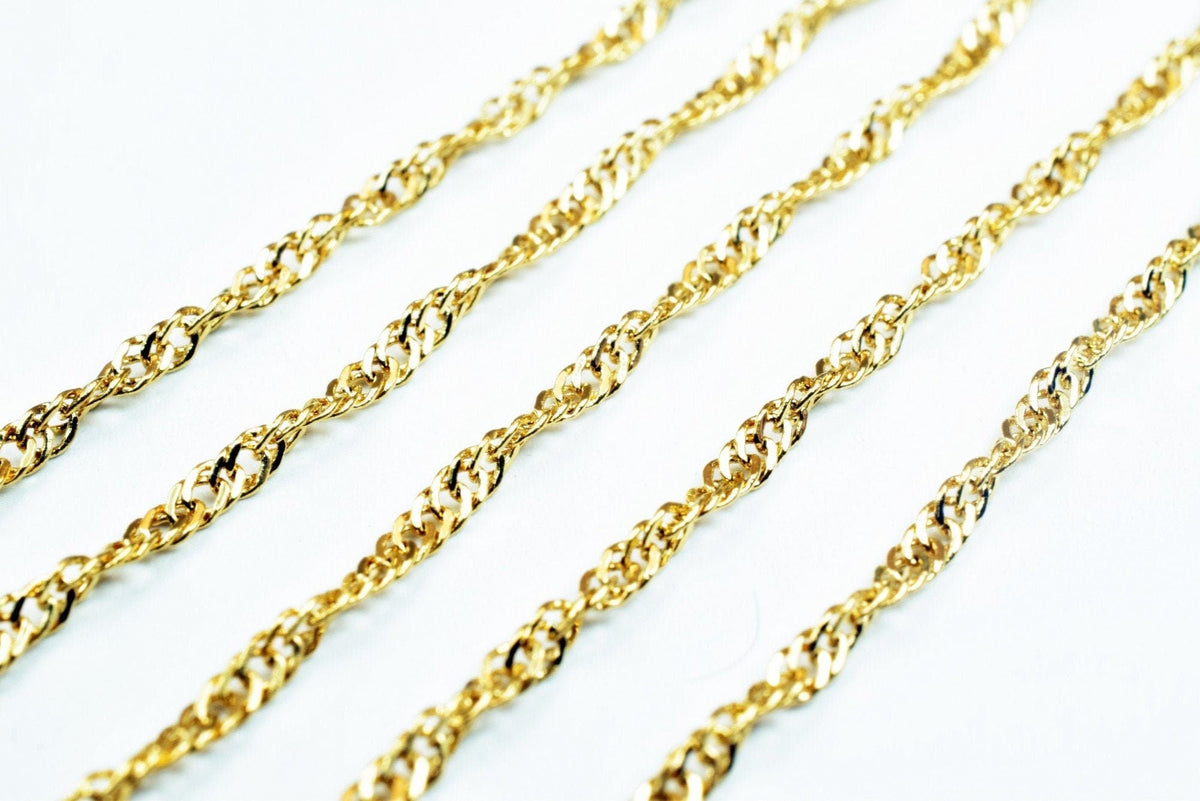 18K Gold Filled Alternative Singapore Chain - 31 Inch Length, Fine Jewelry Making Chain - Durable Gold Finish, Alloy