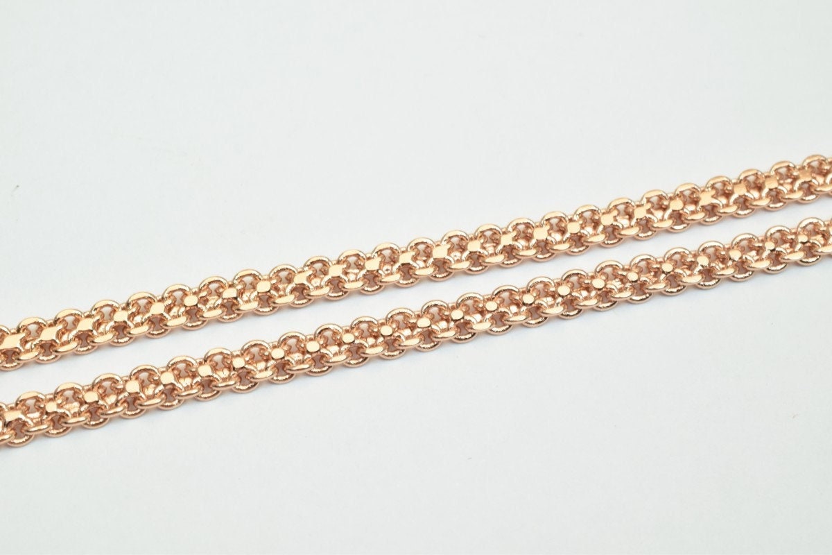 18K Rose gold filled EP tarnish resistant Chain 19" Inches Long 4mm Width 2mmThickness CG235 jewelry making supplies - det...