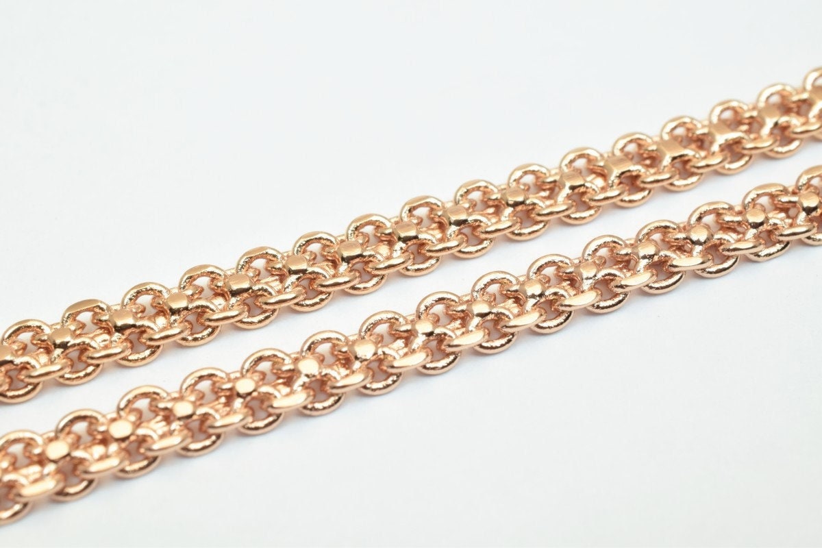 18K Rose gold filled EP tarnish resistant Chain 19" Inches Long 4mm Width 2mmThickness CG235 jewelry making supplies - det...