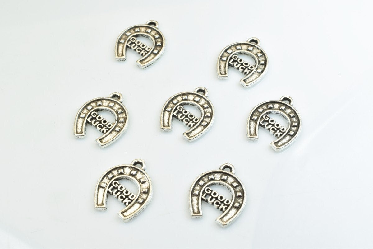 15 PCs Horseshoes Good Luck Charms Alloy Antique Silver Size 17x14.5mm Jump Ring Size 1mm For Jewelry Making jewelry makin...