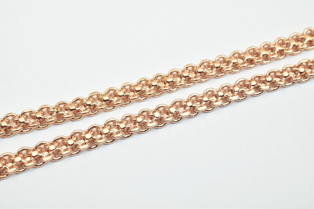 18K Rose gold filled EP tarnish resistant Chain 19" Inches Long 4mm Width 2mmThickness CG235 jewelry making supplies - det...