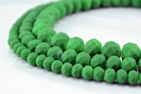 3 Strands Matte Glass Beads Donut Rondelle Faceted Jewelry Decoration Chandelier 3x4mm/4x6mm/6x8mm 3 Sizes Group 60 PCs ea...
