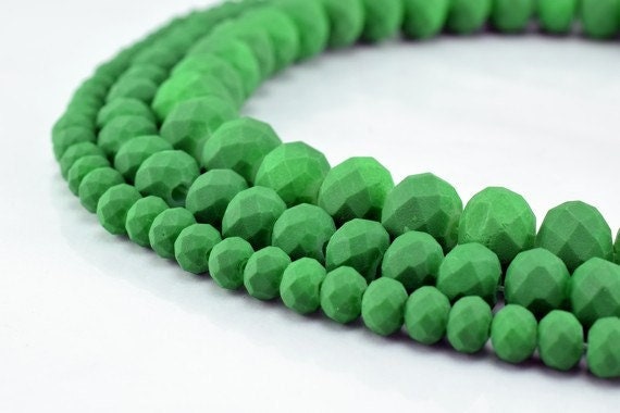3 Strands Matte Glass Beads Donut Rondelle Faceted Jewelry Decoration Chandelier 3x4mm/4x6mm/6x8mm 3 Sizes Group 60 PCs ea...