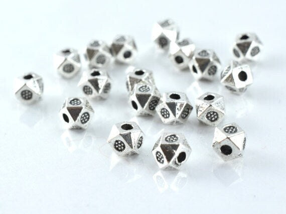 4mm Dimensional Textured Alloy Antique Silver Metal Beads, 1mm hole opening, Sold by 1 pack of 50pcs jewelry making suppli...