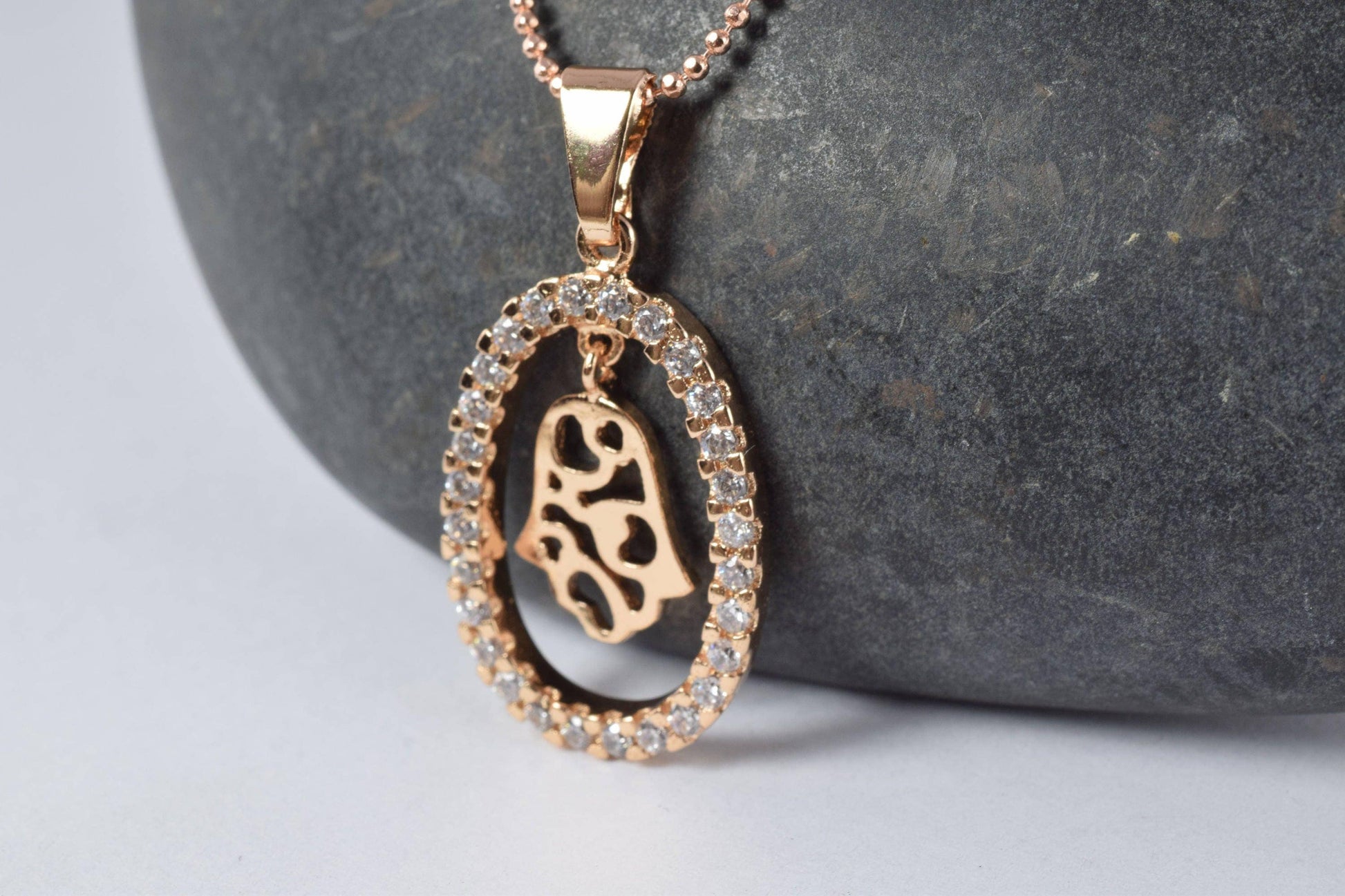18K Pinky as as Gold Filled* tarnish resistant Hamsa Pendant Size 30x15mm, Bail Size 5mm, With CZ Clear Cubic Zirconia For...