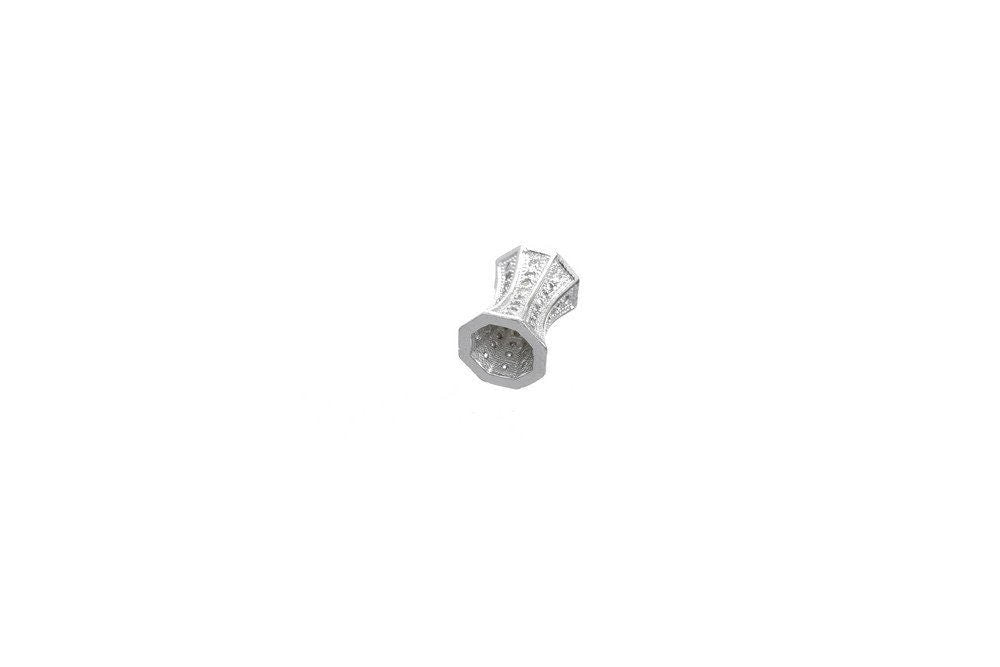 Side Cone Spacer Bead Micro Pave, Clear Cubic Zirconia (11x9.5mm, Rhodium , Tarnish Resistant Gold, Jewelry Findings)