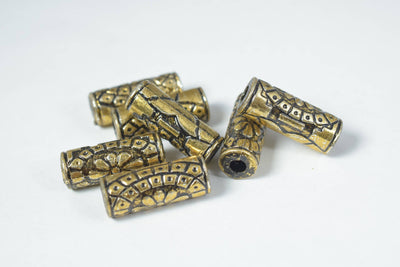 11x27mm Antique Gold/Silver Black Accent resin Plastic Vintage Tube Beads, Tube Beads, Large hole beads, Sold by 50PCs, Go...