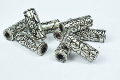 11x27mm Antique Gold/Silver Black Accent resin Plastic Vintage Tube Beads, Tube Beads, Large hole beads, Sold by 50PCs, Go...