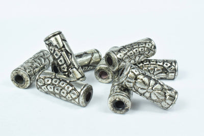 11x27mm Antique Gold/Silver Black Accent resin Plastic Vintage Tube Beads, Tube Beads, Large hole beads, Sold by 50PCs, Go...