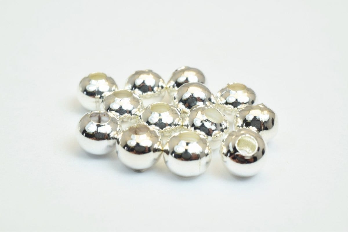 100 PCs Silver Plated Plain Round Beads 5mm Hole Size 2mm Item# 210001400369 jewelry making supplies