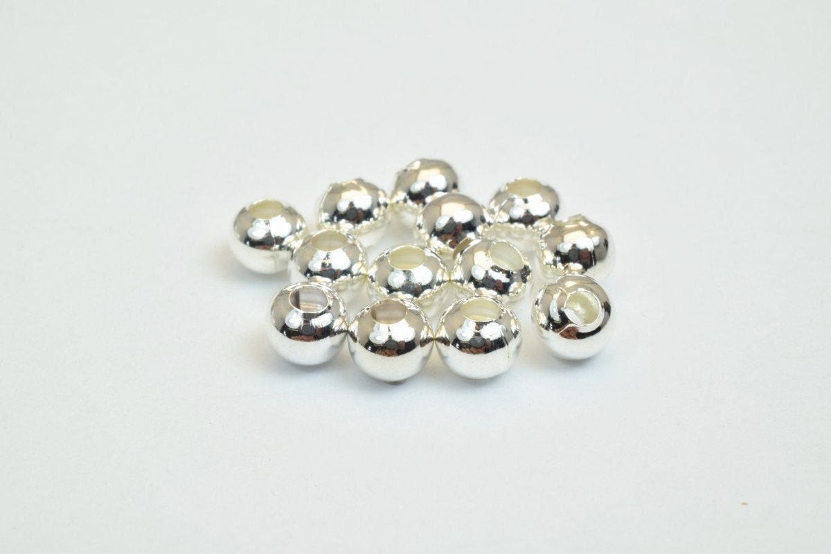100 PCs Silver Plated Plain Round Beads 5mm Hole Size 2mm Item# 210001400369 jewelry making supplies - detail image 3