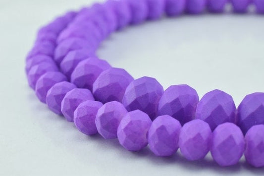 2 Strands Matte Glass Beads Donut Rondelle Faceted Jewelry Decoration Chandelier 4x6mm and 6x8mm. 2 Sizes Group 60 PCs ea...