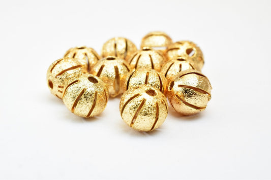 18K Gold Filled Alternative Diamond Cut Bead - Pinky Gold Tone, 8mm Round & 7x9mm Oval, Electroplated , Crafting Essentials
