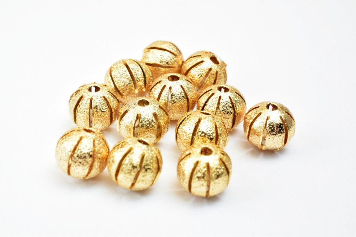 18K Gold Filled Alternative Diamond Cut Bead - Pinky Gold Tone, 8mm Round & 7x9mm Oval, Electroplated , Crafting Essentials