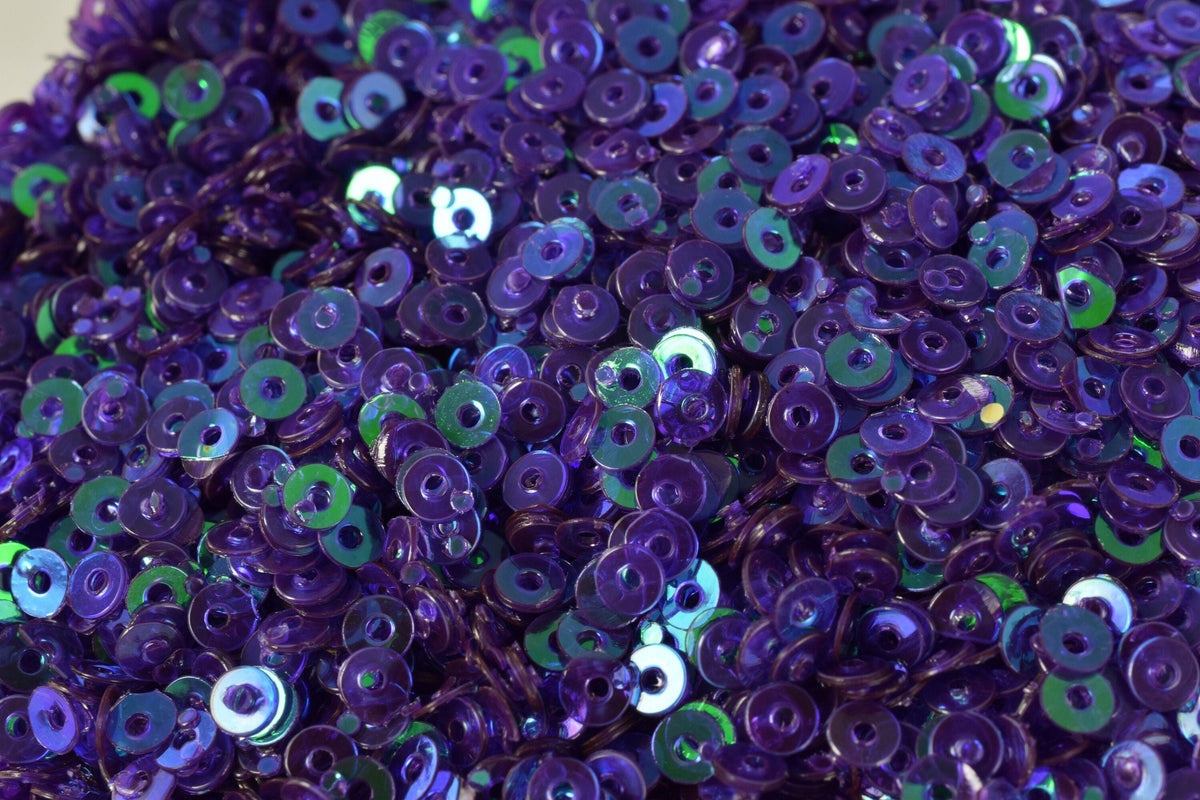 Blue Violet Sequins: Iridescent Round Sheen - 3/4/6mm Sizes, Lightweight Flat Sequins for Fashion and Costumes