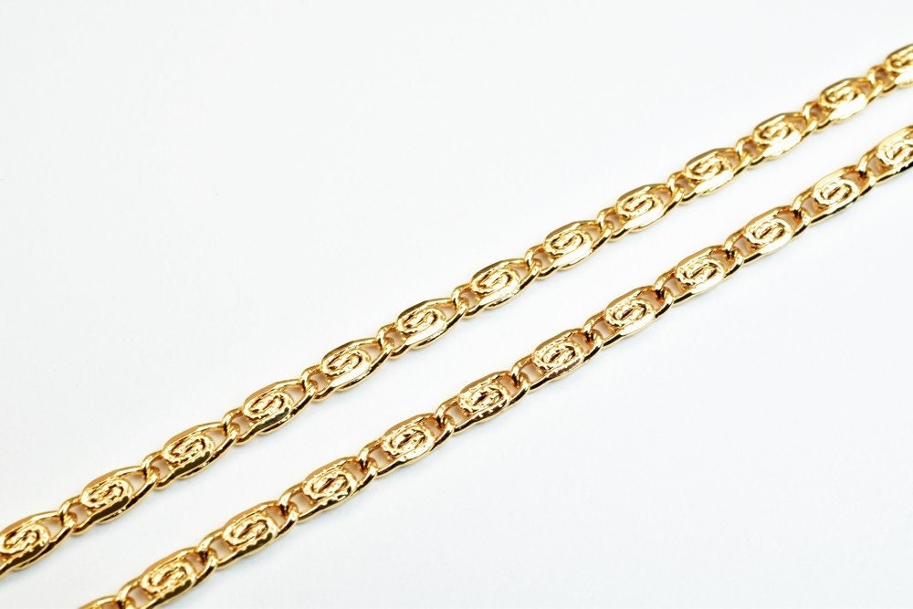 Pinky Gold Filled EP Chain 18KT Gold Filled Size 19.25" Inch Long 3mm Width 1mm Thickness For Jewelry Making Item #CG398 j...