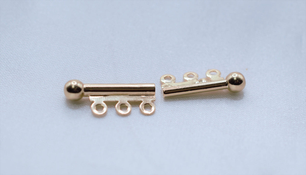 Gold Filled Look, EP clasp 3 lines bar clasp 26x14mm/Toggle 12mm jewelry making supplies - detail image 5