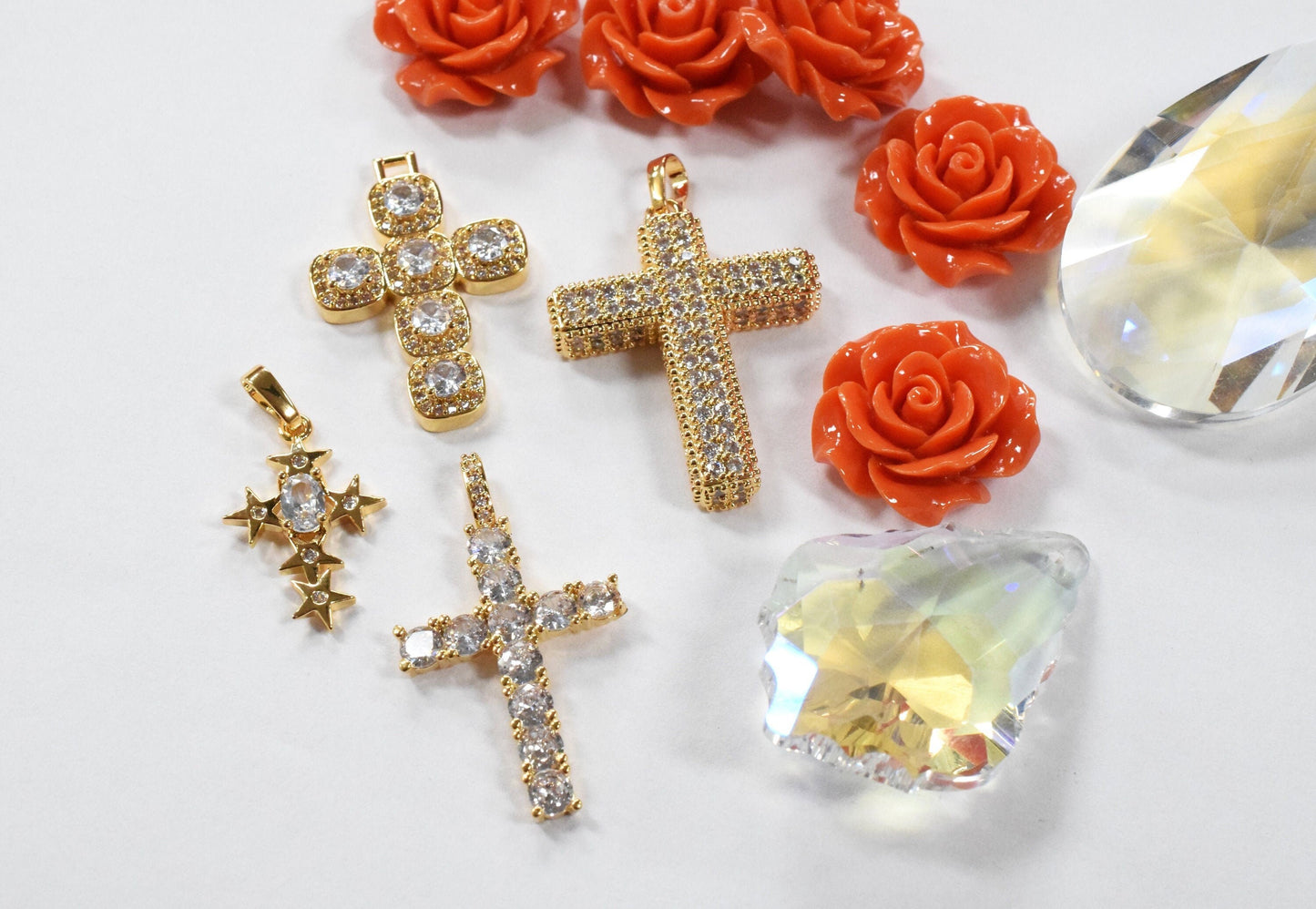 Gold Filled Alternative Round CZ Pave Cross Pendant - Tarnish Resistant, Durable Base, Elegant Gift For Her Jewelry