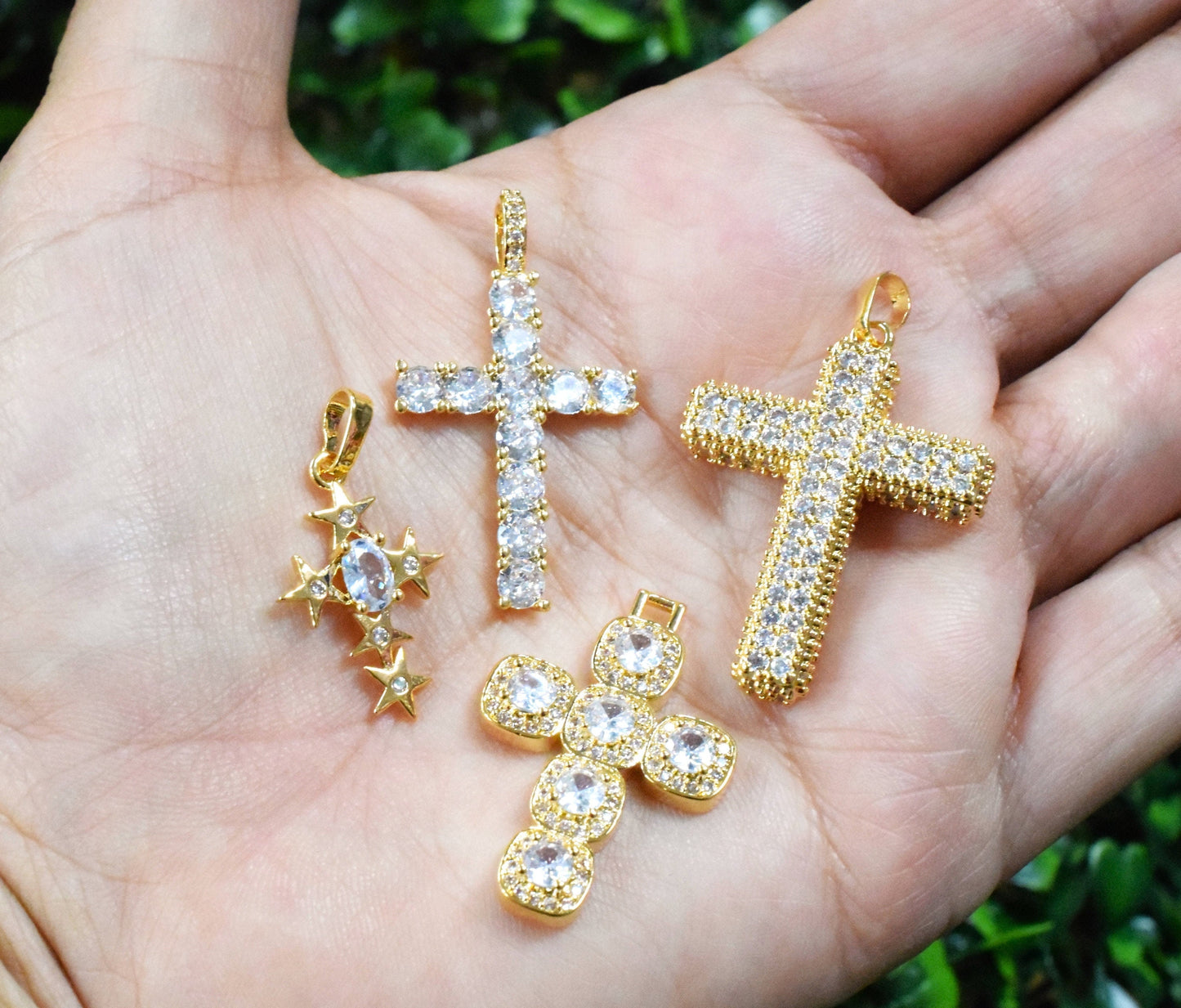 Gold Filled Alternative Round CZ Pave Cross Pendant - Tarnish Resistant, Durable Base, Elegant Gift For Her Jewelry