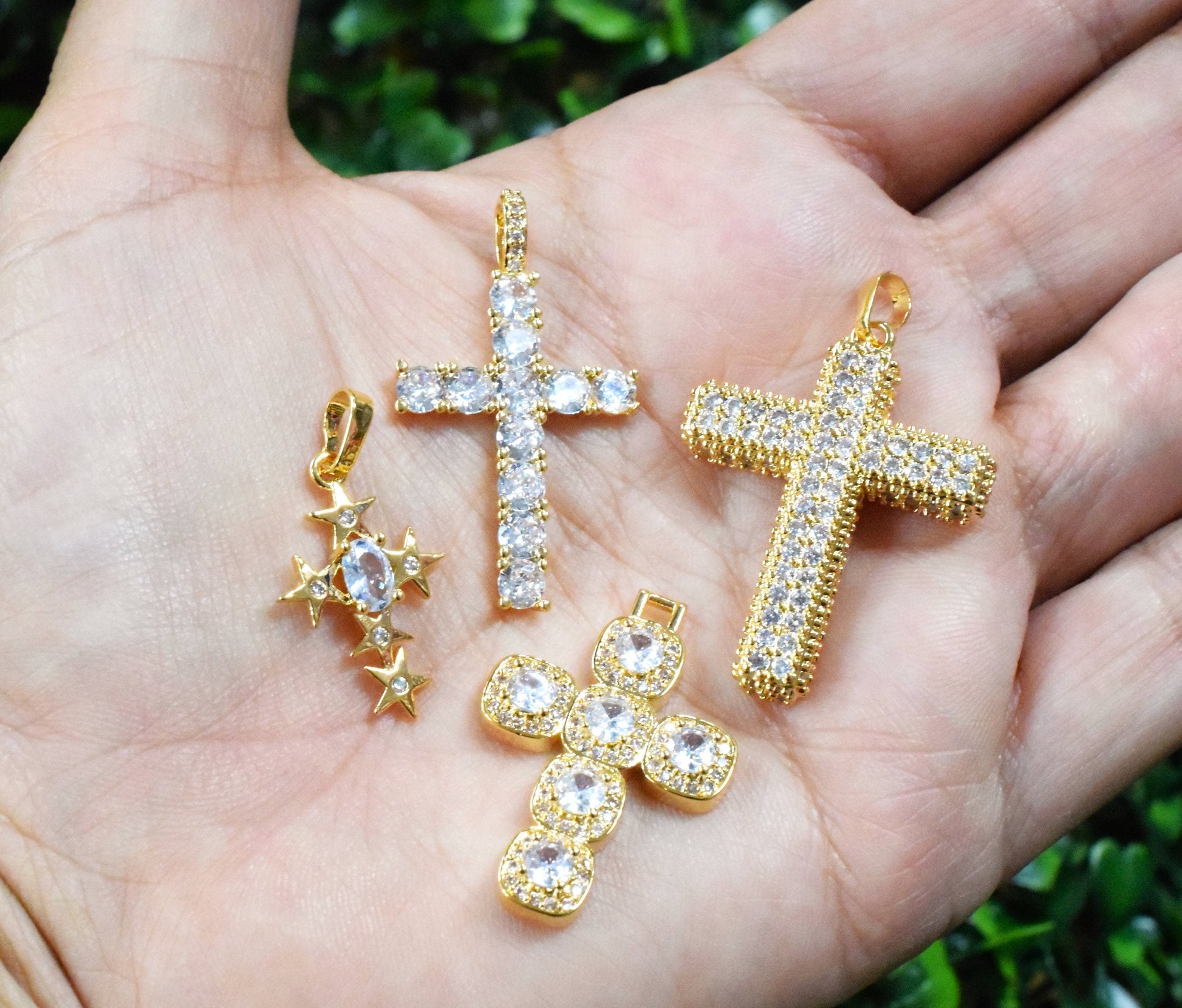 Gold Filled Alternative Round CZ Pave Cross Pendant - Tarnish Resistant, Durable Base, Elegant Gift For Her Jewelry