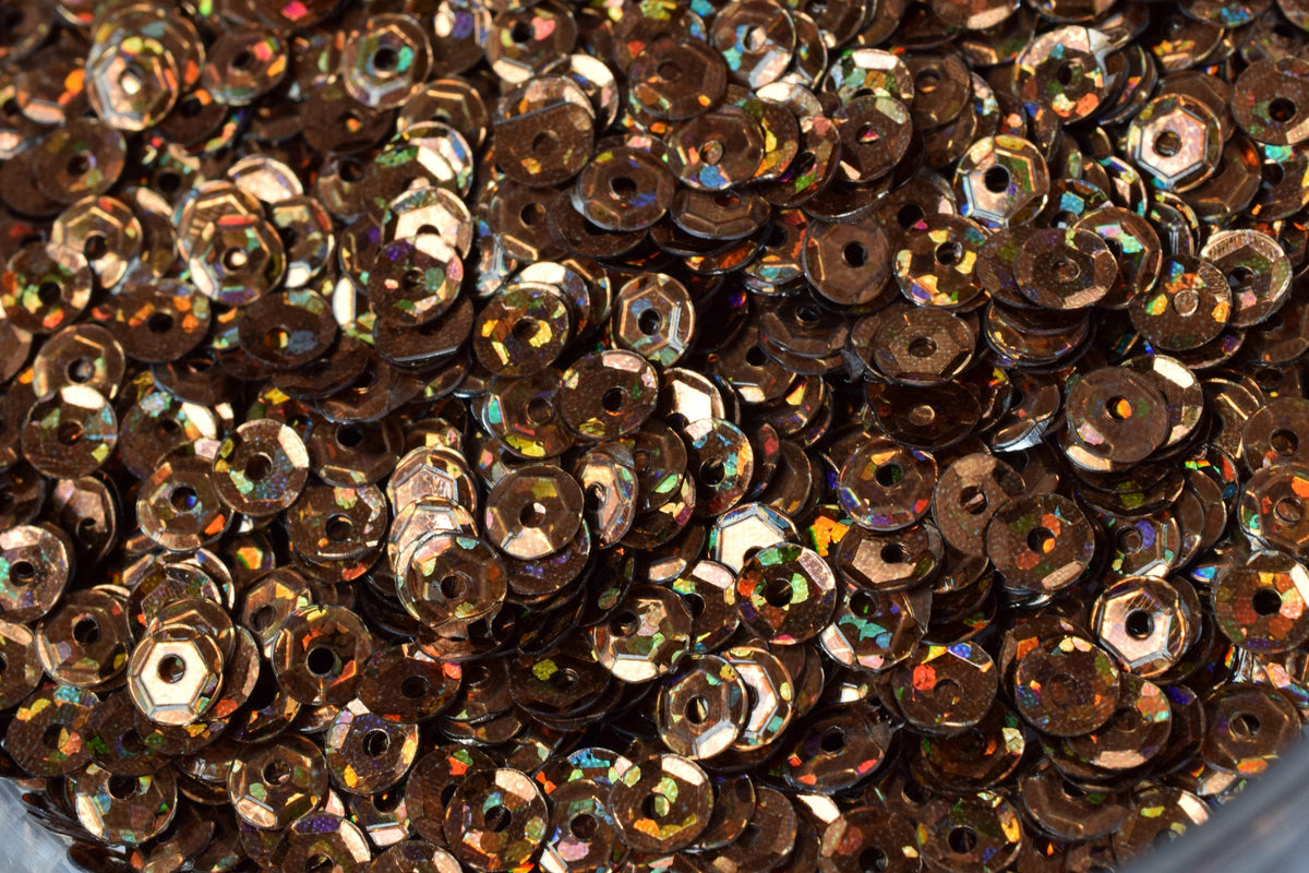 Copper Brown Bronze Multi Cup Iridescent Sequins - 4mm Faceted Round Paillettes - Loose Embellishments, Costume Design, Skating Trim