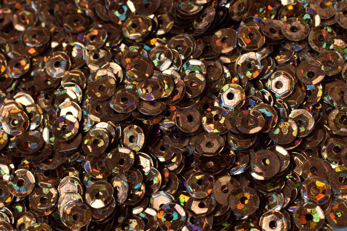 Copper Brown Bronze Multi Cup Iridescent Sequins - 4mm Faceted Round Paillettes - Loose Embellishments, Costume Design, Skating Trim