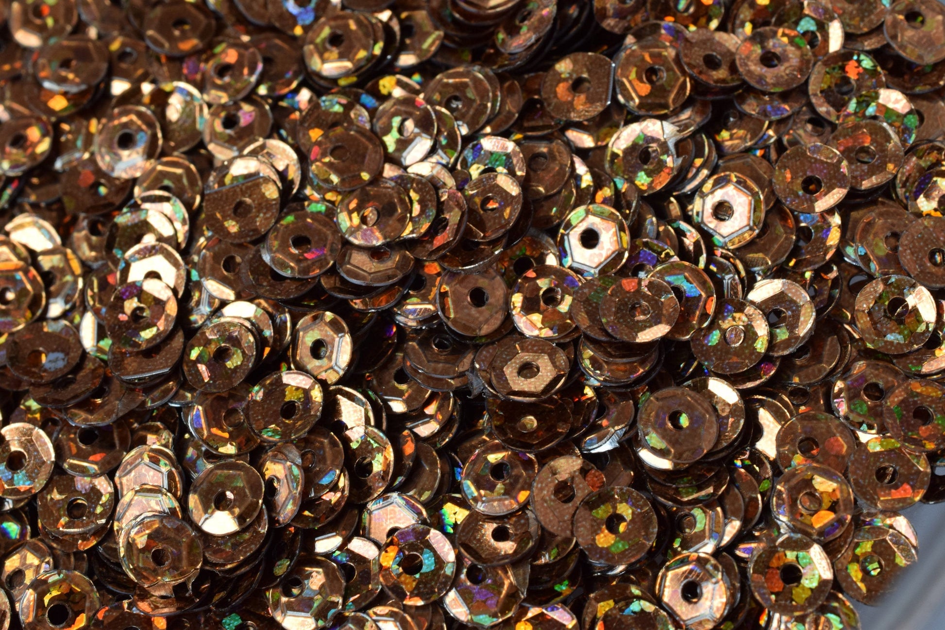 Copper Brown Bronze Multi Cup Iridescent Sequins - 4mm Faceted Round Paillettes - Loose Embellishments, Costume Design, Skating Trim