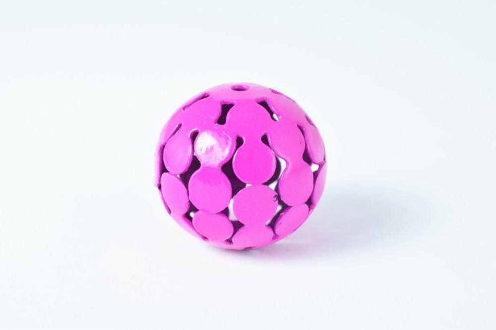 6 PCs Openwork Metal Round Ball Beads Basketball wives large hole Round Beads metal jewelry big hoop earring chunky bead j...