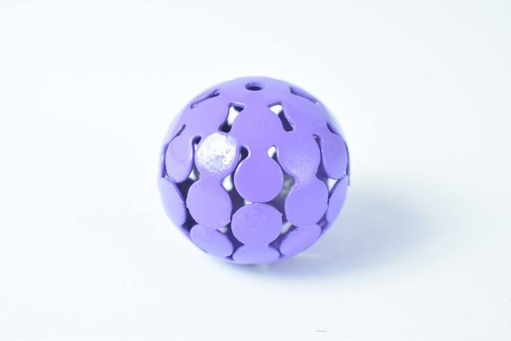6 PCs Openwork Metal Round Ball Beads Basketball wives large hole Round Beads metal jewelry big hoop earring chunky bead j...