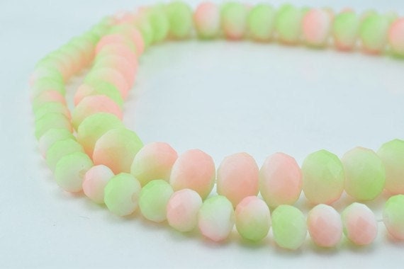2 Strands Matte Glass Beads Donut Rondelle Faceted Jewelry Decoration Chandelier 4x6mm and 6x8mm. 2 Sizes Group 60 PCs ea...